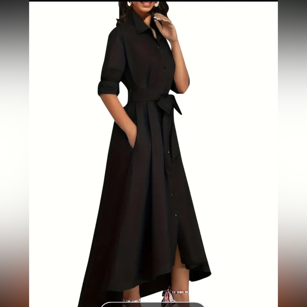 Elegant Black High Low Dress - Picture 4 of 5